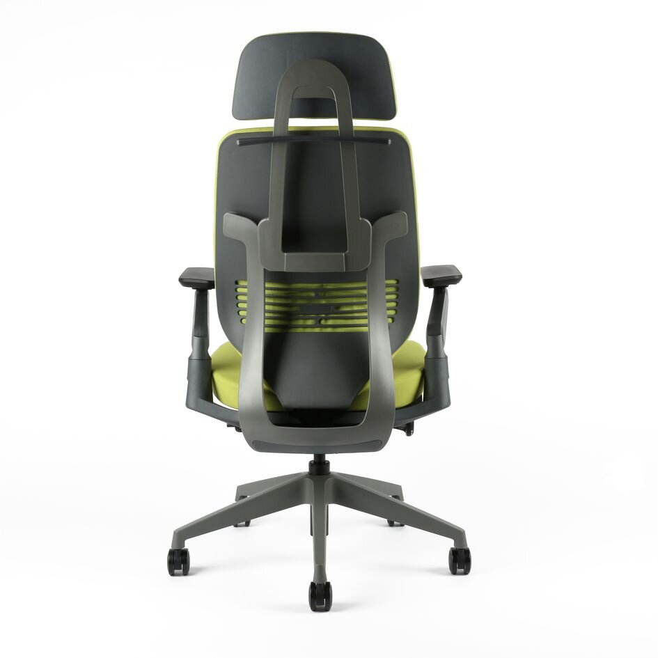 Upholstered office chair with headrest, F-01 green - KARME